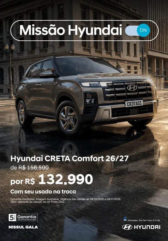 Garanta hoje a melhor oferta Hyundai CRETA Comfort