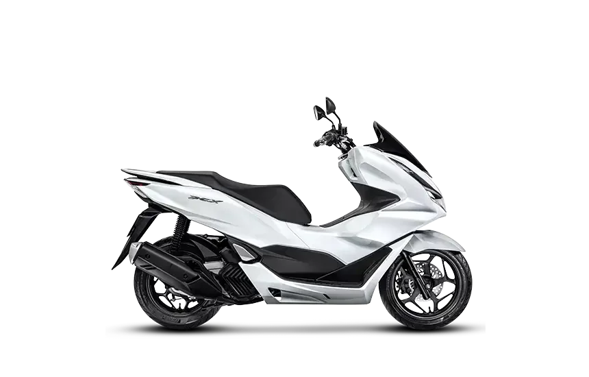 Honda PCX branca, vista lateral