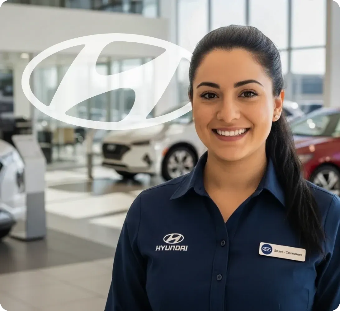 Mulher com uniforme Hyundai