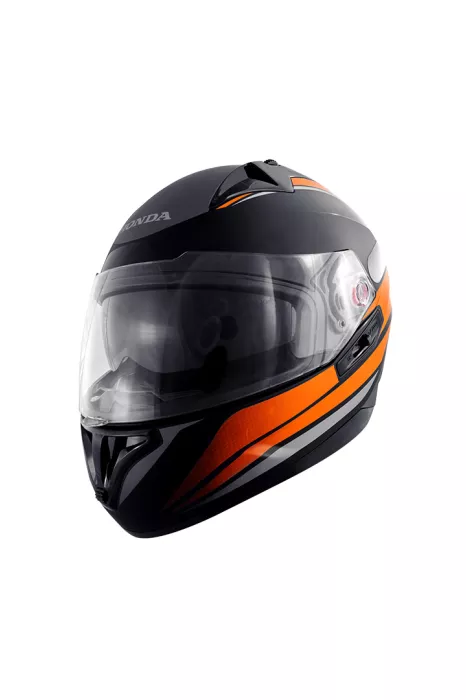 CAPACETE NEW HF2 PRETO C/ LARANJA