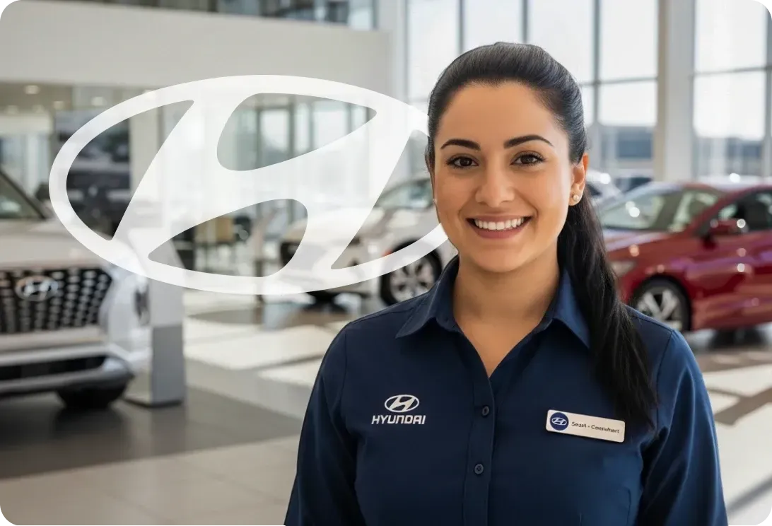 Mulher com uniforme Hyundai