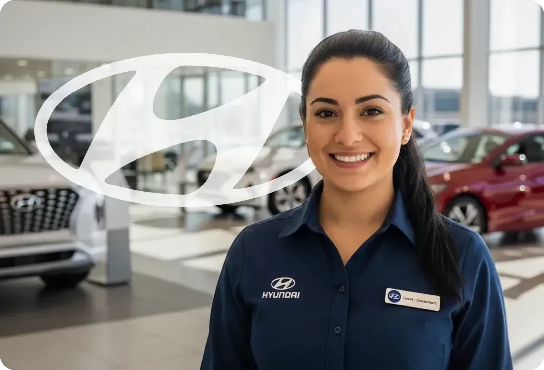 Mulher com uniforme Hyundai