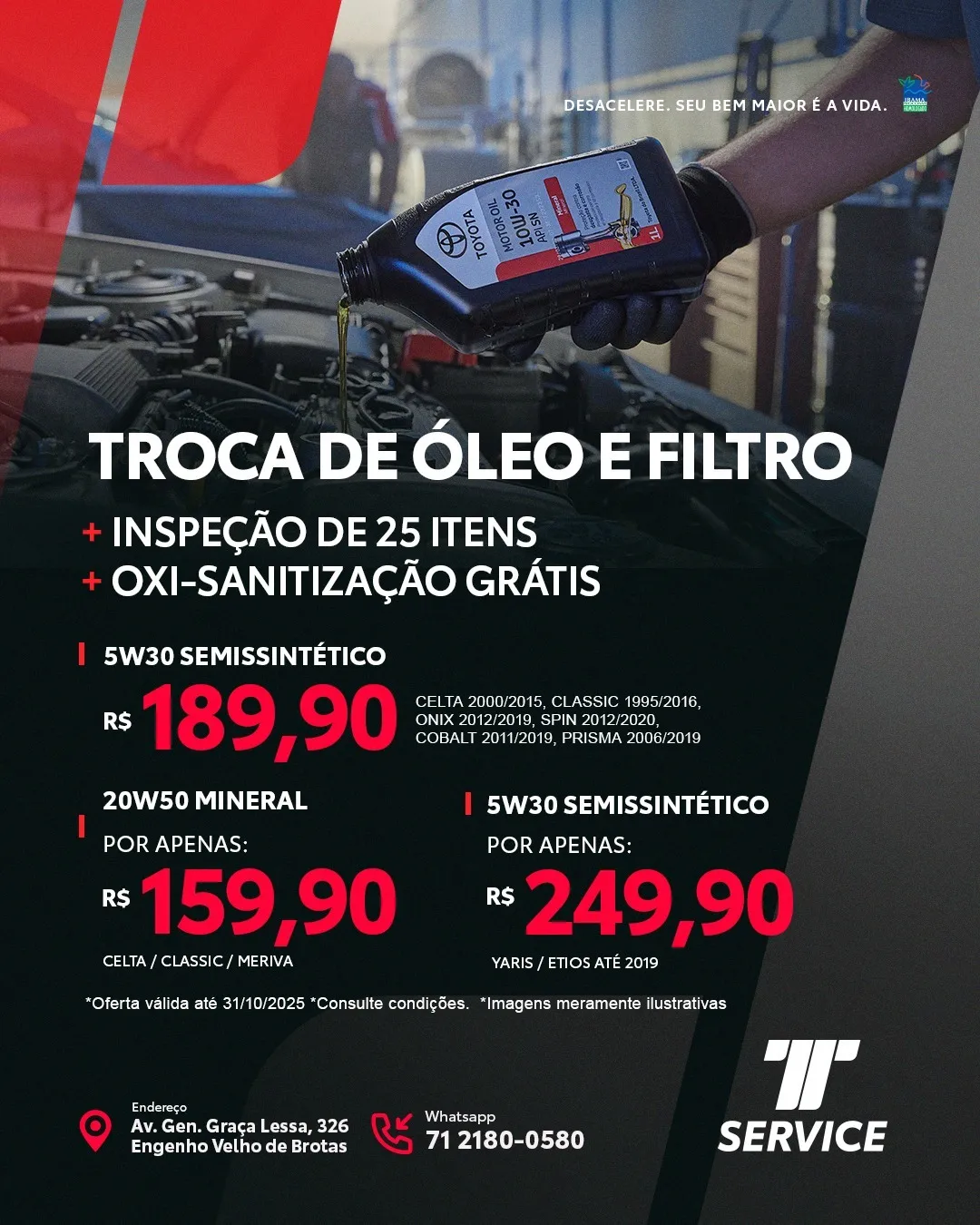 troca de oleo e filtro serviço automotivo