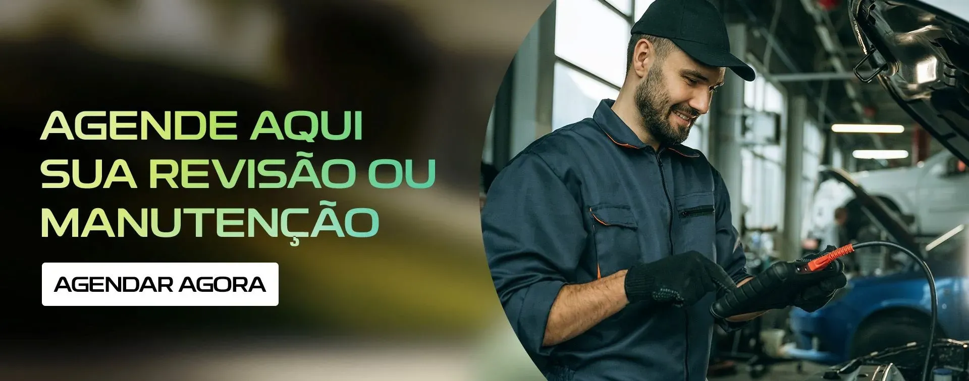 Banner informando o serviço de manutenção de veículos da loja Saga