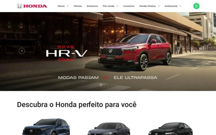Capa do template Showroom Digital Honda Automóveis