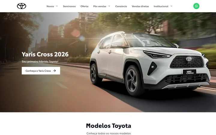 Site de concessionária Toyota feito com template do Autódromo