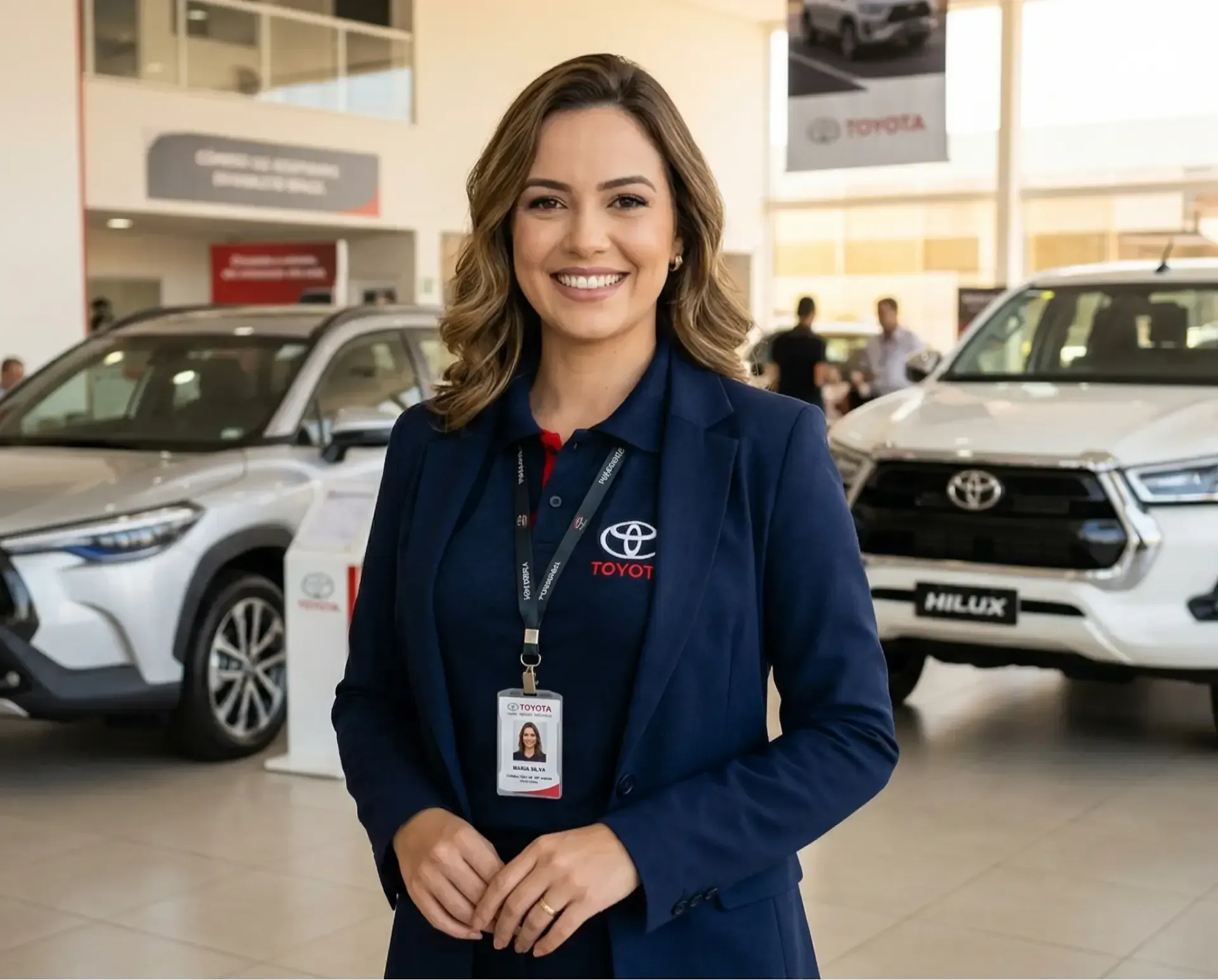 Dois homens apertando as mãos em concessionária Toyota