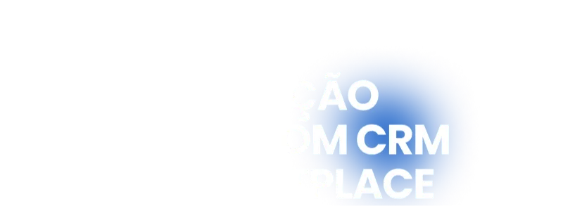 A imagem apresenta um texto em letras brancas e negrito que diz: "Integração Total com CRM e Marketplace". No canto superior esquerdo, há um pequeno botão arredondado com a indicação "4/6", sugerindo que existem mais imagens a seguir.