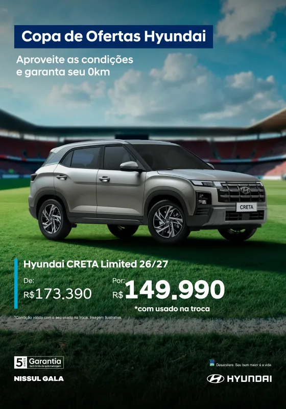 Garanta hoje a melhor oferta Hyundai CRETA Limited