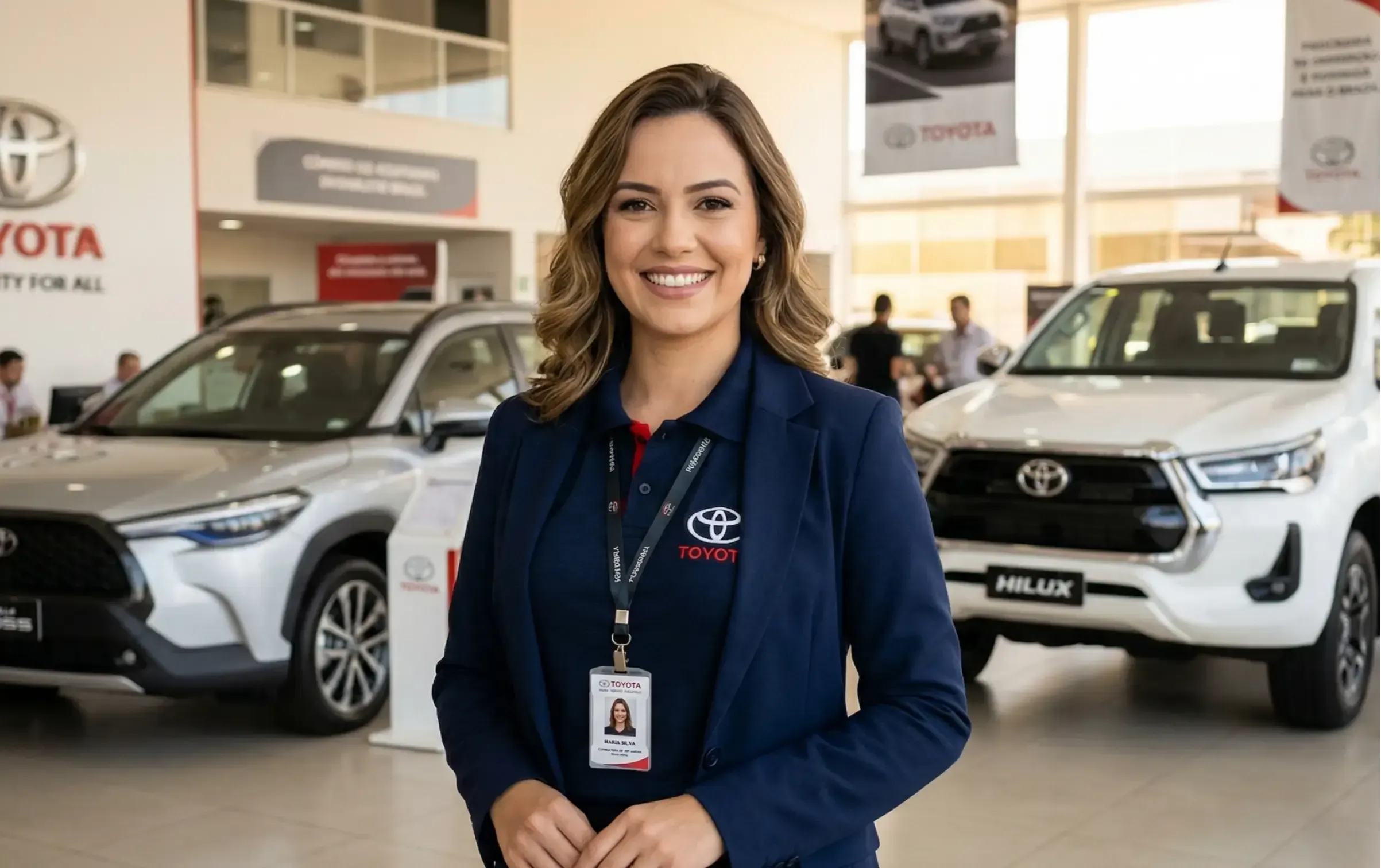 Mulher com uniforme Toyota